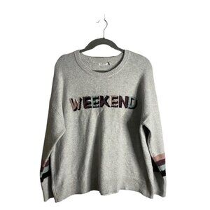 Reitmans Women's Light Heather Gray Weekend Crew Neck Sweater